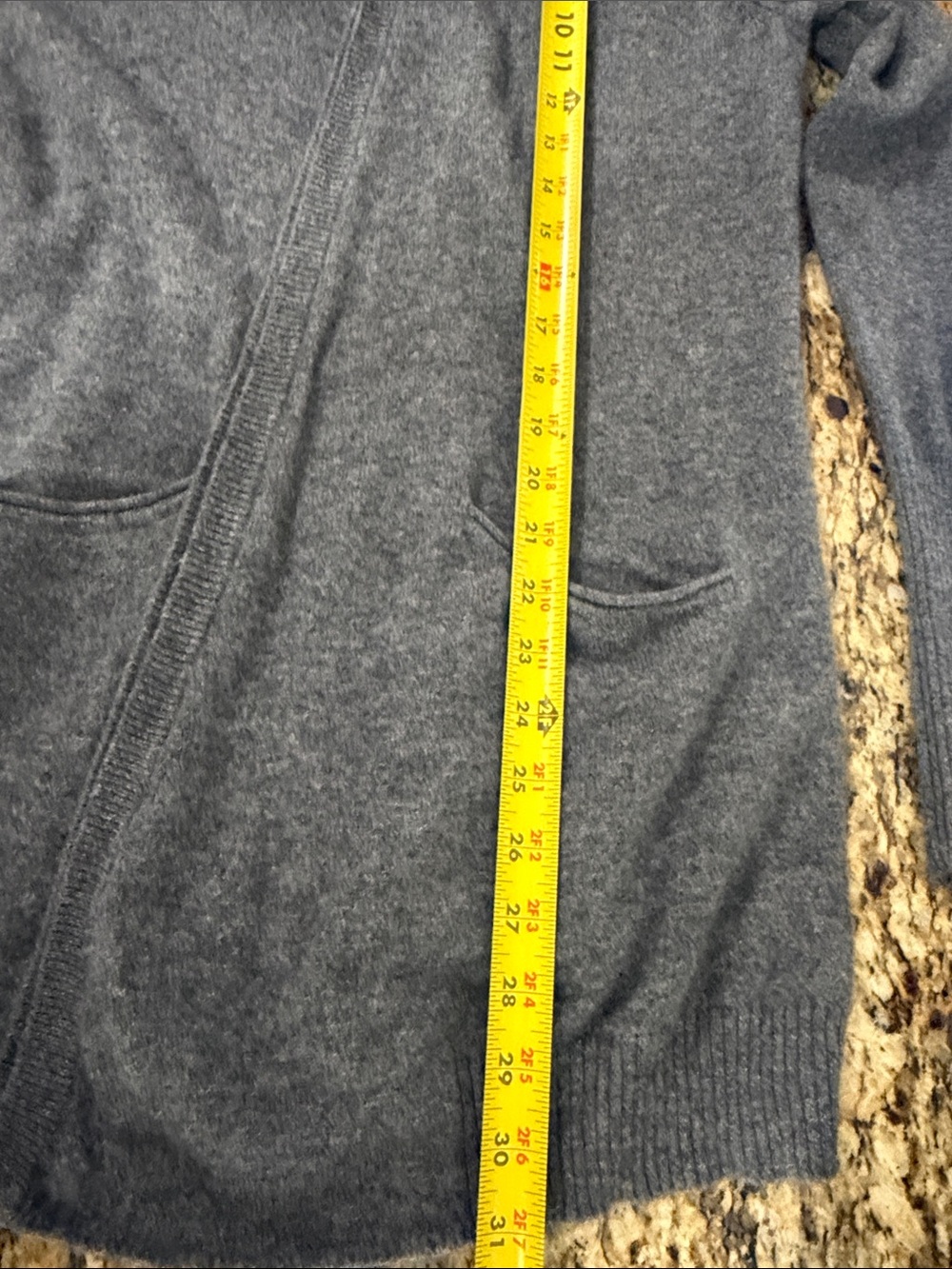 Max Studio 100% Cashmere Hooded Open Front Long Cardigan Sweater Gray M - Picture 8 of 8